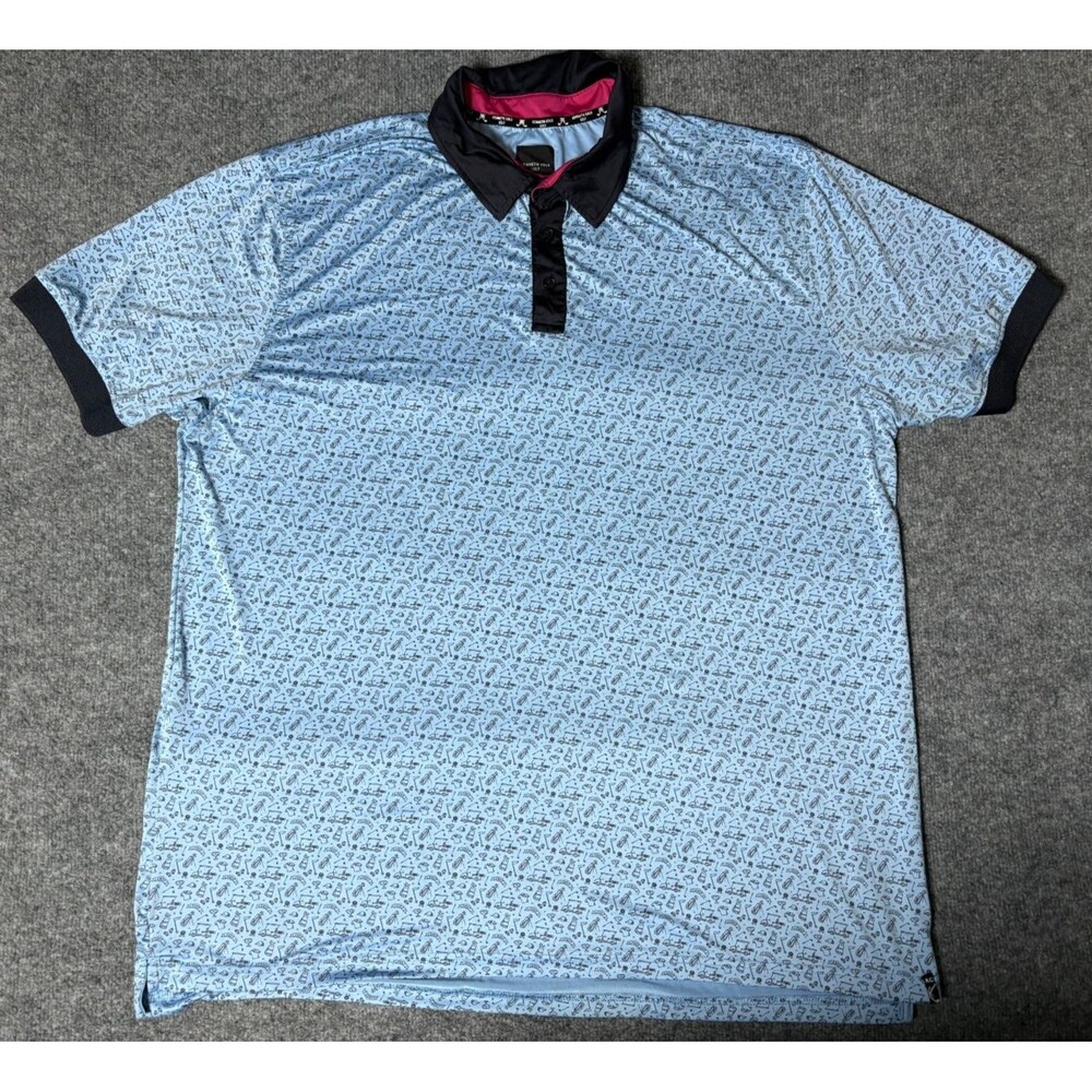 Kenneth Cole Golf Polo Shirt Mens 3X Blue Golf Print Pattern Light Weight